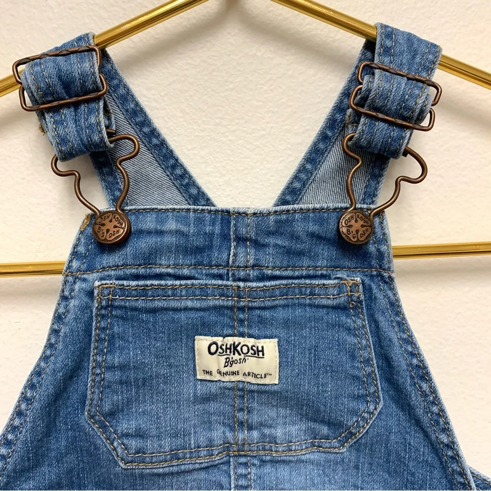 Osh Kosh Denim‎ Overall Dress Lot Of 2 Size 18M Raw Hem Tiered Ruffle